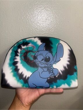 Blue Stitch Tie-Dye Makeup Pouch